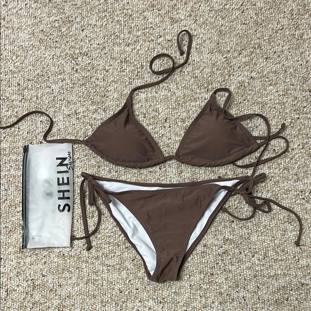 SHEIN Brown Triangle Bikini Set new in Bag